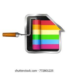 Painting the house with rollers symbol vector