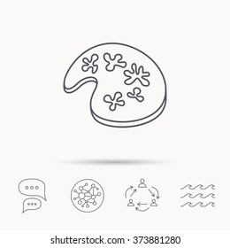 Painting icon. Artistic tool sign. Global connect network, ocean wave and chat dialog icons. Teamwork symbol.