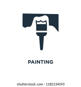 Painting icon. Black filled vector illustration. Painting symbol on white background. Can be used in web and mobile.