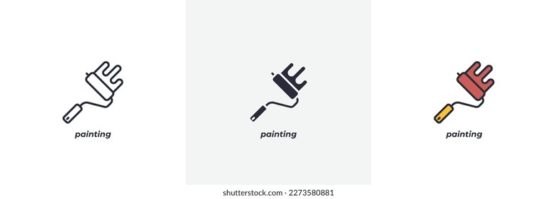 painting icon. Line, solid and filled outline colorful version, outline and filled vector sign. Idea Symbol, logo illustration. Vector graphics