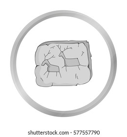 ?ave painting icon in monochrome style isolated on white background. Stone age symbol stock vector illustration.