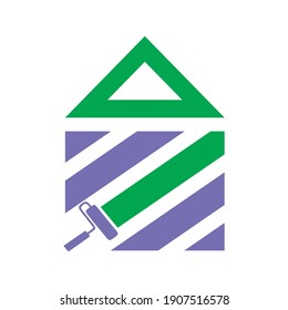Painting icon Paint Home logo Concept creative symbol minimalist abstract  vector illustration