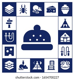 painting icon set. 17 filled painting icons.  Simple modern icons such as: Layers, Sign Post, Skip rope, Bonnet, Cheese, Tent, Jumping rope, Beetle, Rat, Shopping center, Pottery