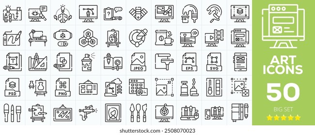 Painting icon set. Containing paint, artwork, paintbrush, artist, museum, painter, art gallery, paint stroke and more. Solid vector icons collection.