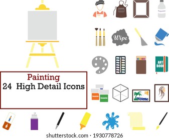 Painting Icon Set. Flat Design. Fully editable vector illustration. Text expanded.