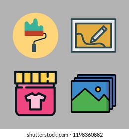 painting icon set. vector set about picture, gallery, paint roller and dye icons set.