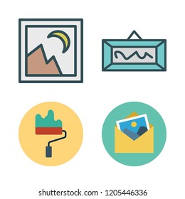 painting icon set. vector set about picture, paint roller and frame icons set.