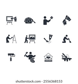 Painting icon set.vector.Editable stroke.linear style sign for use web design,logo.Symbol illustration.