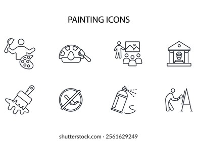 Painting icon set.vector.Editable stroke.linear style sign for use web design,logo.Symbol illustration.