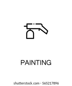 Painting icon. Single high quality outline symbol for web design or mobile app. Thin line sign for design logo. Black outline pictogram on white background