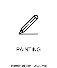 Painting icon. Single high quality outline symbol for web design or mobile app. Thin line sign for design logo. Black outline pictogram on white background