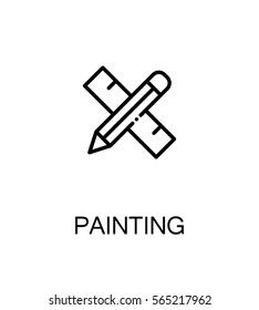 Painting icon. Single high quality outline symbol for web design or mobile app. Thin line sign for design logo. Black outline pictogram on white background