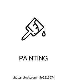 Painting icon. Single high quality outline symbol for web design or mobile app. Thin line sign for design logo. Black outline pictogram on white background