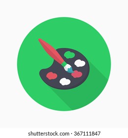 Painting icon , Vector flat long shadow design. In education concept.