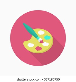 Painting icon , Vector flat long shadow design. In education concept.