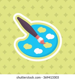 Painting icon , Vector flat long shadow design. In education concept.