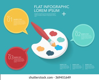 Painting icon , Vector flat long shadow design.  Education infographic,eps10