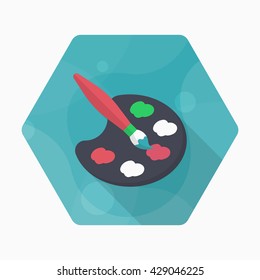 Painting icon , Vector flat long shadow design. In education concept.