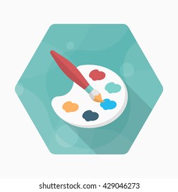 Painting icon , Vector flat long shadow design. In education concept.
