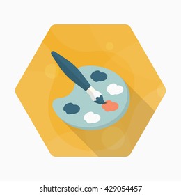 Painting icon , Vector flat long shadow design. In education concept.