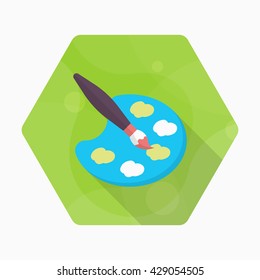 Painting icon , Vector flat long shadow design. In education concept.