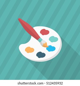 Painting icon , Vector flat long shadow design. In education concept.