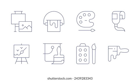 Painting icons. Editable stroke. Containing painting, paintpalette, painttube, paint, paintbrush, paintcan, paintbucket.