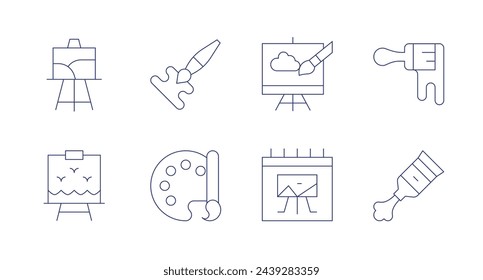 Painting icons. Editable stroke. Containing painting, paintcanvas, paint, painttube, paintbrush, colorpalette.