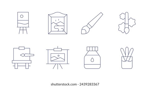 Painting icons. Editable stroke. Containing painting, paintbrush, paint.