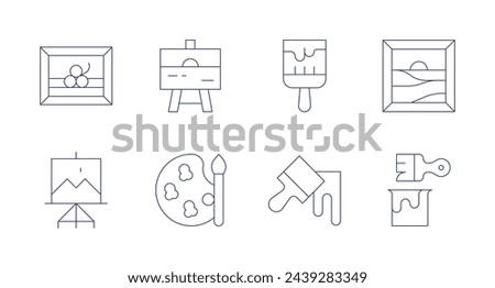Painting icons. Editable stroke. Containing painting, paint, paintbucket, paintbrush.