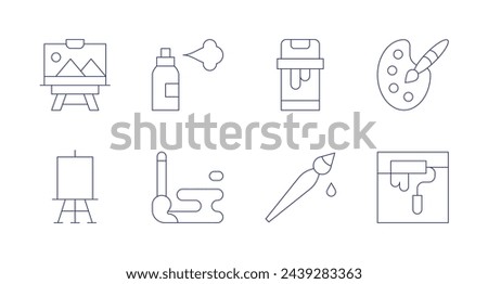 Painting icons. Editable stroke. Containing painting, paint, paintbucket, paintbrush, paintpalette, paintspray.