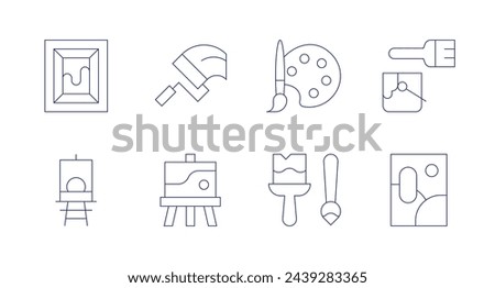 Painting icons. Editable stroke. Containing painting, paintroller, paintbucket, paintpalette, brush.