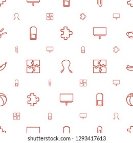 painting icons pattern seamless white background. Included editable outline puzzle, skipping rope, paper clip, battery, board, Banana icons. painting icons for web and mobile.