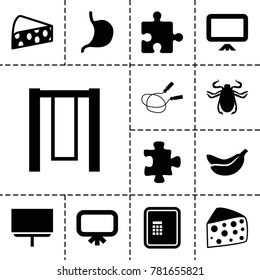 Painting icons. set of 13 editable filled painting icons such as atm, beetle, board, puzzle, jump rope, swing, stomach, cheese
