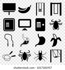 Painting icons. set of 16 editable filled painting icons such as atm, beetle, jump rope, banana, board, swing, stomach, banana