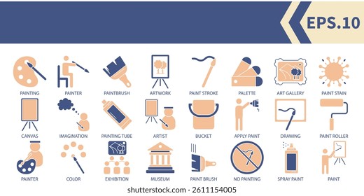 Painting icons set . Painting pack symbol vector elements for infographic web