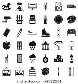 Painting icons set. Simple style of 36 painting vector icons for web isolated on white background