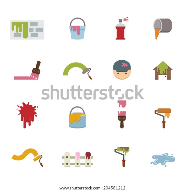 Painting Icons Vector Eps10 Stock Vector (Royalty Free) 204581212