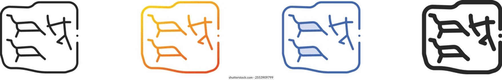 painting icon.Thin Linear, Gradient, Blue Stroke and bold Style Design Isolated On White Background