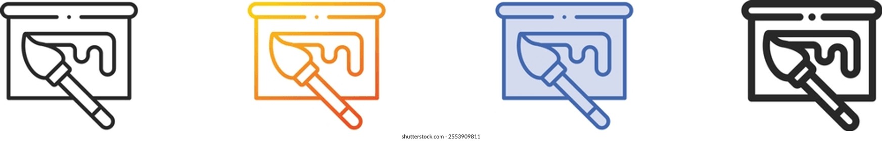 painting icon.Thin Linear, Gradient, Blue Stroke and bold Style Design Isolated On White Background