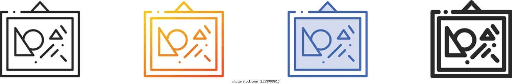 painting icon.Thin Linear, Gradient, Blue Stroke and bold Style Design Isolated On White Background