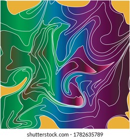 The painting imitates a colored geographic map of the planet.