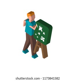 Painting isometric left top view 3D icon