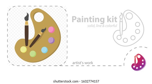 painting kit vector flat illustration, solid, line icon