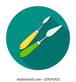 Painting knives icon in flat style isolated on white background. Artist and drawing symbol stock vector illustration.