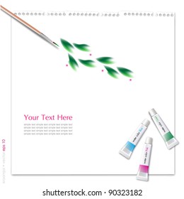 Painting leaf on blank paper with coffee for your design