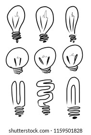 Painting light bulb in a variety of formats. The white background, vector