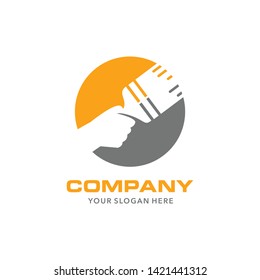 Painting logo concept with brush element