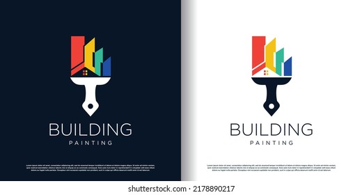 Diseño del logotipo de pintura con un estilo creativo y único Vector Premium