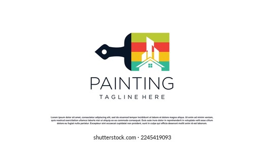 painting logo design with creative unique style premium vector